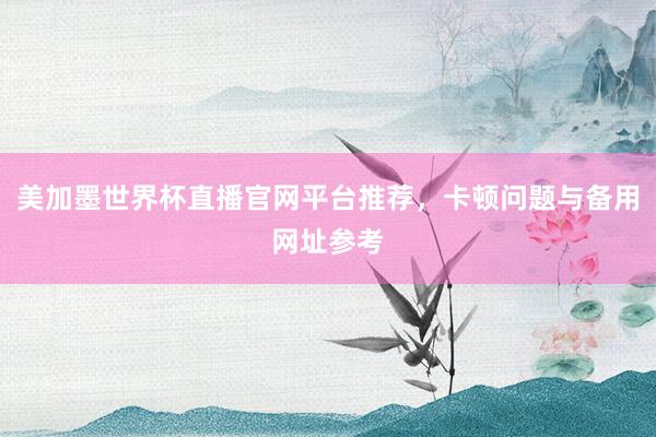 美加墨世界杯直播官网平台推荐，卡顿问题与备用网址参考