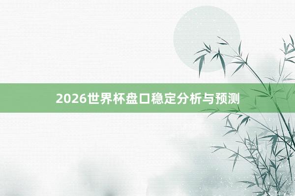 2026世界杯盘口稳定分析与预测